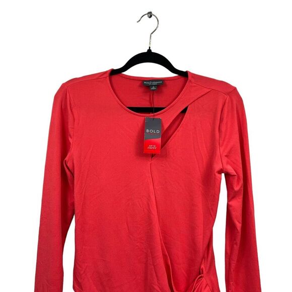 Bold Elements Womens Top Cut to‎ Curve Stretch Long Sleeve Coral Sunset Sz M - Picture 2 of 5